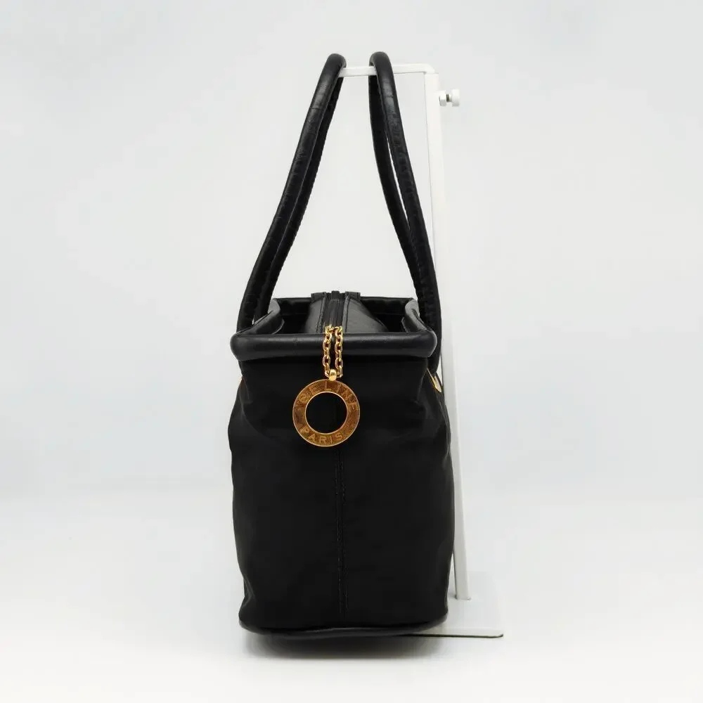 Vintage Celine Paris Black Nylon Leather Trim Tote Handbag Italy - Picture 4 of 12